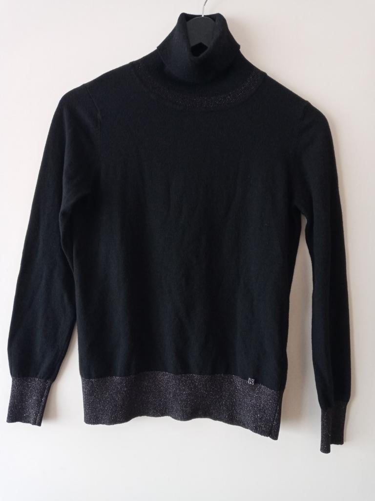 S luxe zwarte koltrui met zilverglitter boorden Kocca Jeans, Zwart, Zo goed als nieuw, Maat 46 (S) of kleiner, Kocca Jeans