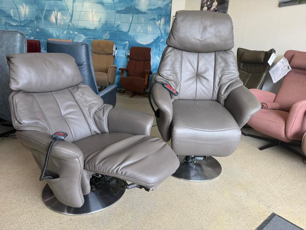 Luxe Relaxfauteuil himolla set sta op stoel relax fauteuils, Nieuw, Leer, Ophalen of Verzenden, Showroom model met garantie gratis bezorgd regio Utrecht