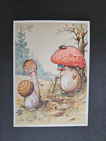 Oude Prentkaart - Paddestoelen beschikbaar voor biedingen