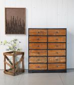 Vintage ladekast met 12 laden | Houten kast | Opbergkast, Huis en Inrichting, Kasten | Ladekasten, Ophalen, Gebruikt, 5 laden of meer