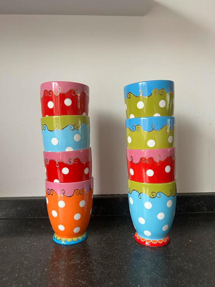 Oilily Mokken Set - 8 Stuks, Huis en Inrichting, Keuken | Servies, Zo goed als nieuw, Glas of Glazen, Overige stijlen, Porselein