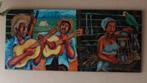 Cubaans schilderij met muzikanten, op achtergrond El Yunque, Antiek en Kunst, Kunst | Schilderijen | Abstract, Ophalen