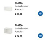 Ikea Platsa basiselementen 80cm en 60cm incl ophangrail, Ophalen, Zo goed als nieuw, Minder dan 150 cm, Minder dan 100 cm