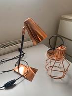 Koperen hanglamp en bureaulamp, Ophalen, Zo goed als nieuw, Metaal, 75 cm of meer