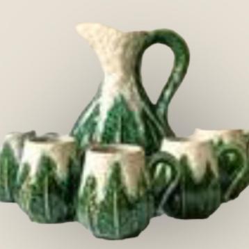 Vintage Portugese bloemkool set karaf met bekers beschikbaar voor biedingen