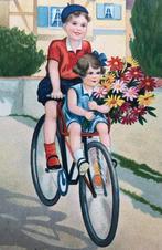 CARL LINDEBERG - samen op de fiets, Verzenden, 1920 tot 1940, Gelopen, Kinderen