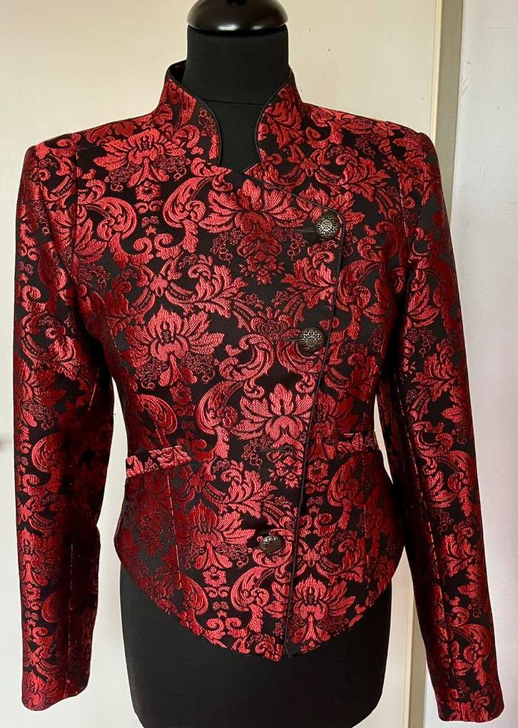Apart colbertje met bordo bloemen-motieven, Kleding | Dames, Jasjes, Kostuums en Pakken, Nieuw, Jasje, Maat 36 (S), Rood, Ophalen of Verzenden