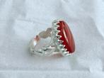 Zilveren Ring met Rode Edelsteen, 18 tot 19, Nieuw, Ophalen of Verzenden, Dame of Heer