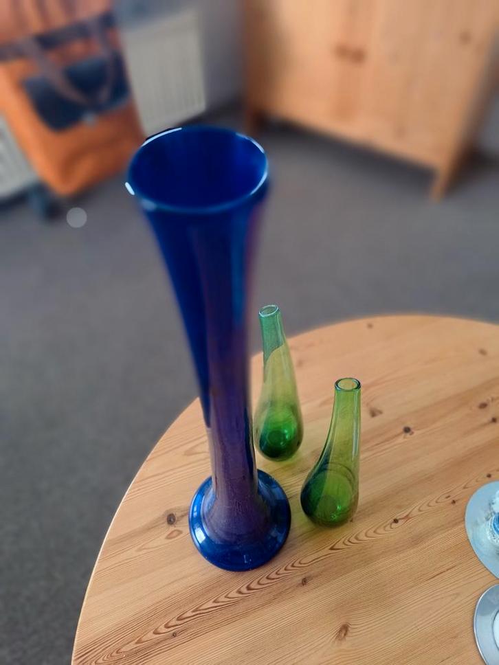 Vintage Murano Vazen Set - Kobaltblauw & Groen, Huis en Inrichting, Keuken | Tupperware, Ophalen of Verzenden