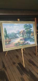 Heel mooi bloemrijk schilderij gesigneerd, Ophalen of Verzenden, Zo goed als nieuw, Schilderij, 75 cm of meer