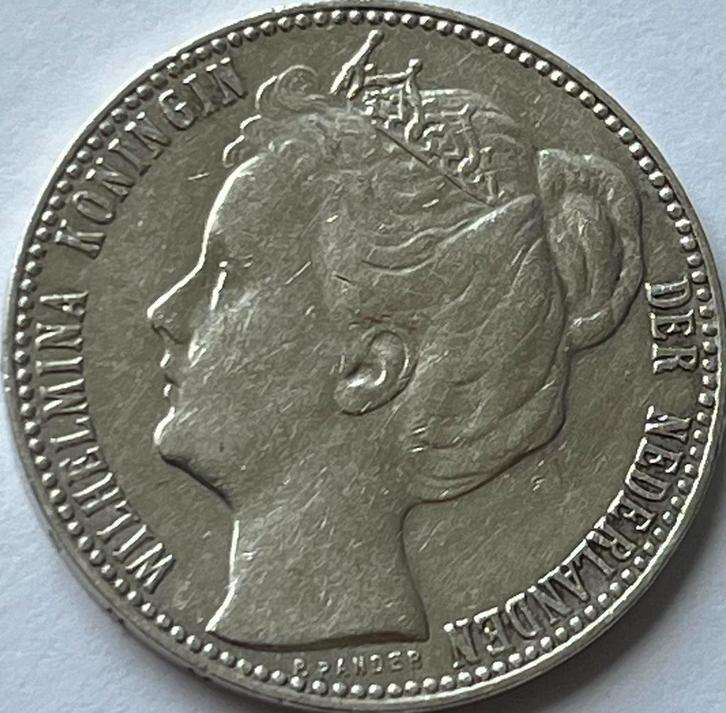 Nette gulden 1908, Postzegels en Munten, Munten | Nederland, Losse munt, 1 gulden, Koningin Wilhelmina, Ophalen of Verzenden