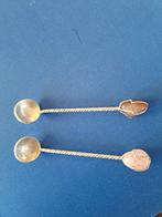 Vintage lepeltjes,  met halfedelstenen en Braziliaanse munt, Antiek en Kunst, Antiek | Bestek, Ophalen of Verzenden