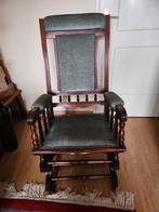 Antieke Schommelstoel Blauw Bekleed, Huis en Inrichting, Stoelen, Ophalen of Verzenden