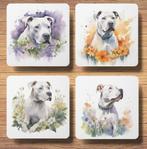 Argentijnse Dog Aquarel onderzetters met houder, Nieuw, Glas of Kopje, Verzenden