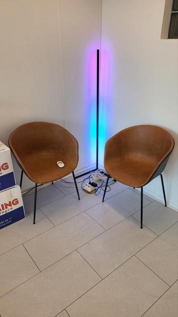 Set van twee leuke lederen kuipstoeltjes. Nieuw.  beschikbaar voor biedingen