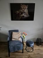 Te koop fauteuil en poef., Huis en Inrichting, Fauteuils, Ophalen, Zo goed als nieuw, 75 tot 100 cm, 50 tot 75 cm