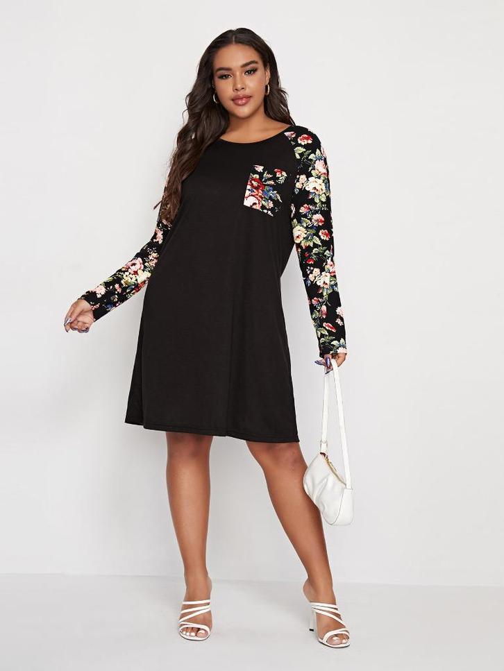 NIEUW! Trendy schattige zwarte bloem jurk maat 1XL 46, Kleding | Dames, Jurken, Nieuw, Maat 46/48 (XL) of groter, Zwart, Verzenden