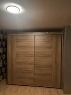 Grote schuifdeurkast - Licht eiken houtlook, Ophalen, 200 cm of meer, Eiken, Zo goed als nieuw