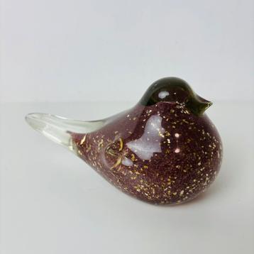 Italiaanse Murano glas met bladgoud vogel beschikbaar voor biedingen