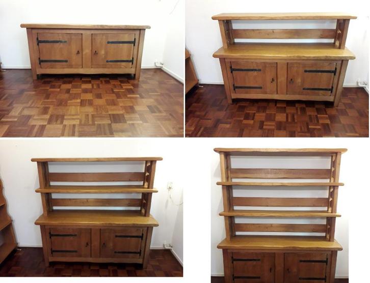 Vintage massief eikenhouten kast - 0 t/m 3 planken opbouw, Antiek en Kunst, Antiek | Meubels | Kasten, Ophalen