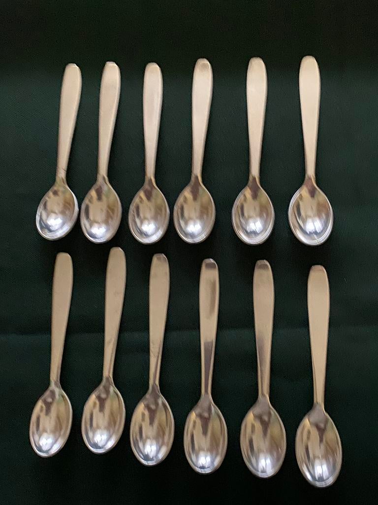 12 zwaar verzilverde mokka lepeltjes N100, Ophalen of Verzenden