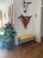 Zitbankje okergeel, Huis en Inrichting, Ophalen, Gebruikt, Overige kleuren, Eén