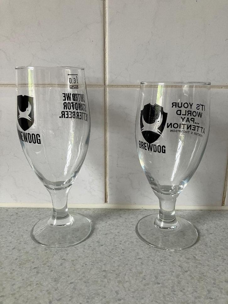 Twee glazen Brewdog, Verzamelen, Biermerken, Zo goed als nieuw, Glas of Glazen, Overige merken, Ophalen