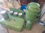Vintage groene emaille keuken set, Antiek en Kunst, Ophalen of Verzenden