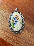 Zilvere medaillon met delft holland, Sieraden, Tassen en Uiterlijk, Antieke sieraden, Ophalen of Verzenden, Zilver, Hanger