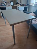 Grijs beige tafel / bureau 60x120, Ophalen, 100 tot 150 cm, 50 tot 100 cm, Zo goed als nieuw
