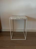 Bijzettafeltje wit marmer, 45 tot 60 cm, Minder dan 55 cm, Metaal of Aluminium, Vierkant