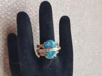 14 krt geelgouden designring met harlekijn opaal en briljant, Sieraden, Tassen en Uiterlijk, Nieuw, Ophalen of Verzenden, Kleiner dan 17