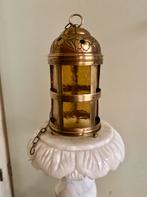 Antieke messing lantaarn schemerlamp hanglamp kaars lamp., Antiek en Kunst, Ophalen of Verzenden