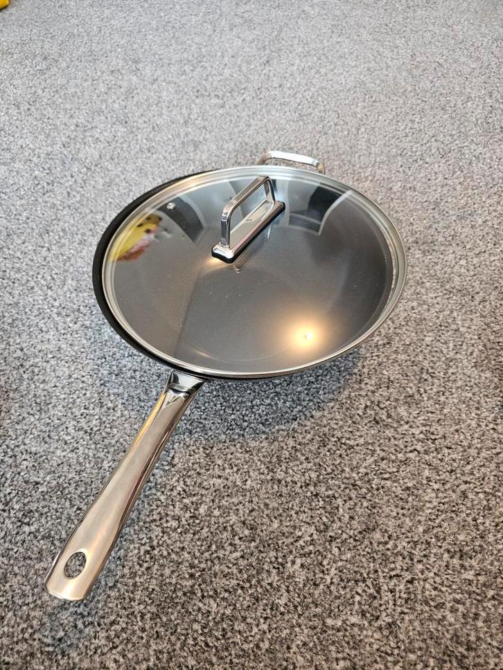 Kuhn Rikon Wokpan, Huis en Inrichting, Keuken | Potten en Pannen, Zo goed als nieuw, Wok, Rvs, Inductieplaat, Keramische plaat