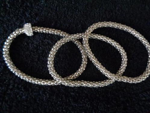 3 zilverkl rekbare banden 1 met strass kraal nr arm 949, Sieraden, Tassen en Uiterlijk, Armbanden, Nieuw, Zilver, Met strass, Ophalen of Verzenden