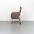 6x Montis Chaplin eetkamerstoelen taupe/bruin - zwart/dop, Ophalen of Verzenden, Zo goed als nieuw, Leer