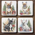 Franse Bulldog Kerst onderzetters met houder, Ophalen of Verzenden, Nieuw, Glas of Kopje