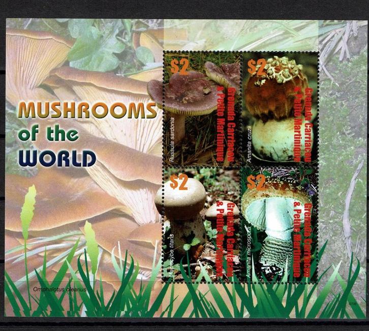 grenada 2007 pf blok paddenstoelen mushrooms flora, Postzegels en Munten, Postzegels | Thematische zegels, Postfris, Dier of Natuur