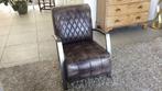 2 donkerbruine fauteuils in goede staat, Ophalen, Gebruikt, 75 tot 100 cm, Metaal