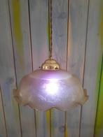 Art Deco Hanglamp Beige Glas, Huis en Inrichting, Lampen | Hanglampen, Gebruikt, Ophalen of Verzenden, Glas, Minder dan 50 cm