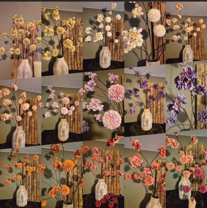 Geweldige set pompom en bloesem takken nu 25 euro, Huis en Inrichting, Woonaccessoires | Kunstplanten en Kunstbloemen, Nieuw, Binnen
