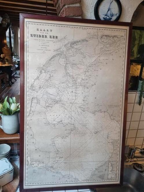Kaart van de Zuider Zee reproductie 1852, Antiek en Kunst, Antiek | Overige Antiek, Ophalen