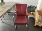 Te koop 4 donker rode  leren  leolux eetkamerstoelen., Huis en Inrichting, Stoelen, Leer, Ophalen of Verzenden, Zo goed als nieuw