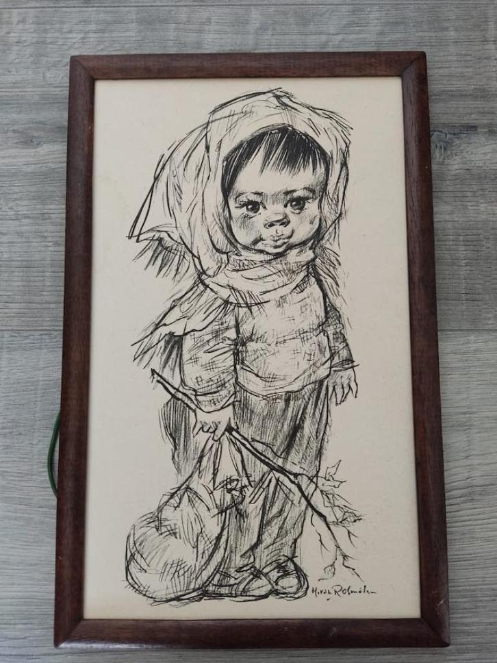 Harry van Rosmalen ( Hakkie ) aquarel in lijst, Antiek en Kunst, Kunst | Schilderijen | Klassiek, Ophalen of Verzenden