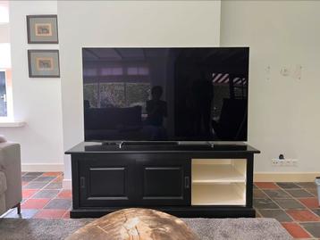 Tv meubel zwart hout met 2 schuifdeurtjes beschikbaar voor biedingen