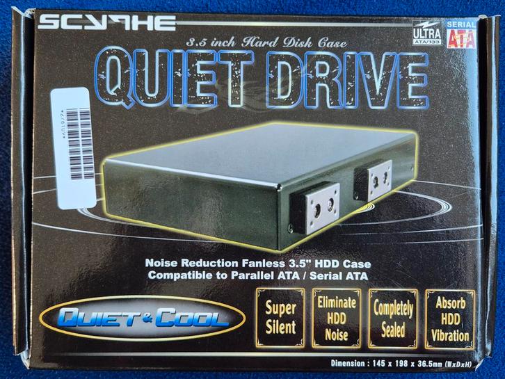 Scythe Quiet Drive 3.5" HDD Geluidsdempende Behuizing, Computers en Software, Harde schijven, Gebruikt, Desktop, Intern, SATA