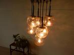 vintage lamp hanglamp plafondlamp jaren 70 bol glas Doria, Gebruikt, ., Vintage, Ophalen of Verzenden
