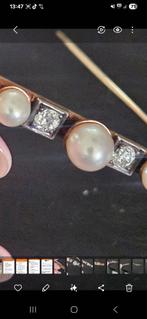 Gouden broche diamanten parels, Sieraden, Tassen en Uiterlijk, Broches, Ophalen of Verzenden, Zo goed als nieuw, Goud, Goud