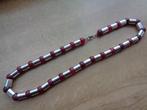 zilveren ketting met wijnrode stenen kralen [397], Sieraden, Tassen en Uiterlijk, Kettingen, Verzenden, Zo goed als nieuw, Zilver