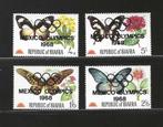 Biafra 31-34 insekten vlinders jaar 1968 Olymoics serie post, Verzenden, Postfris, Dier of Natuur